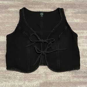 Tie Front Denim Vest